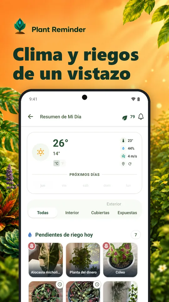 Clima y riegos de un vistazo