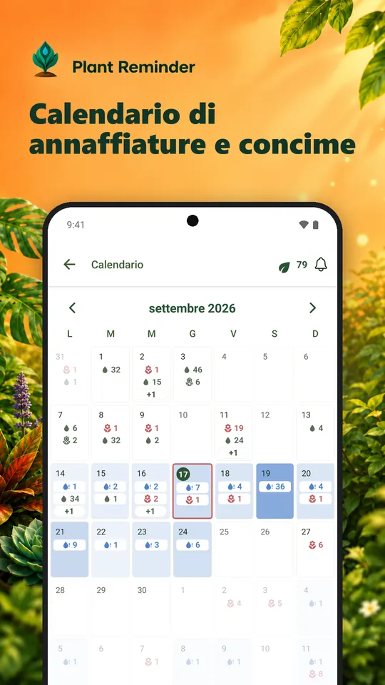 Calendario di annaffiature e concime