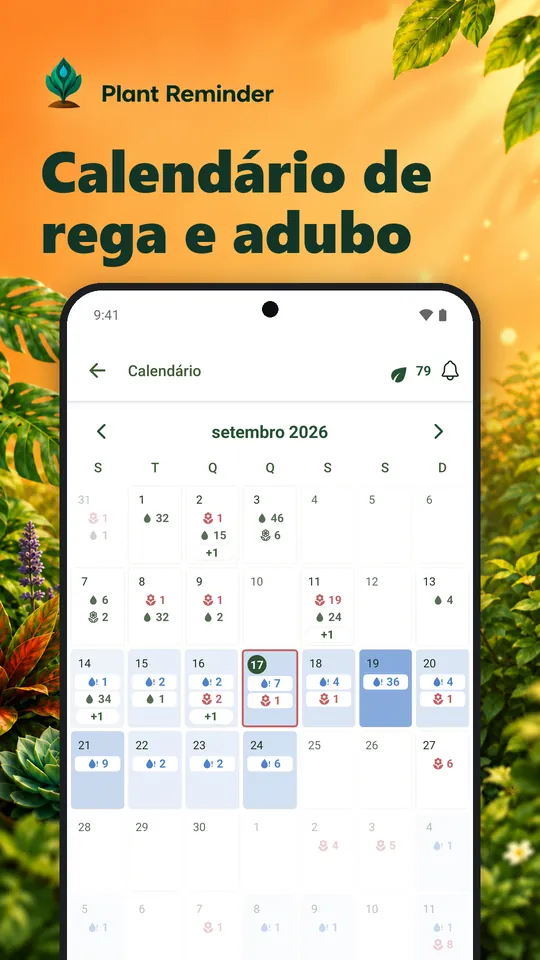Calendário de rega e adubo
